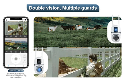 8MP Wifi Wireless Security Surveillance PTZ Camera 2 Lens 8X Zoom Camera 5MP Tracking Two-way Audio Night Color Pet Baby Monitor