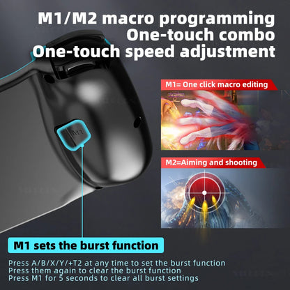 D3 Mobile Gamepad Wireless Game Controller for Cell Phone for iphone/Samsung/Android/Switch Stretching Joystick with Turbo Macro