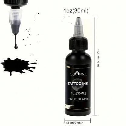 SUANGL Professional Black Tattoo Ink High Saturation Waterproof Permanent Pigment 30ml for Tattoo Studio Tattoo Accessories