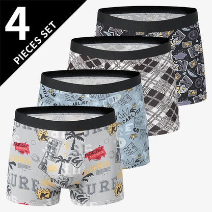 Herr Boxershorts 4/5-pack – Tryckta Plus Size Europeisk Storlek, Dubbel Användning Badshorts