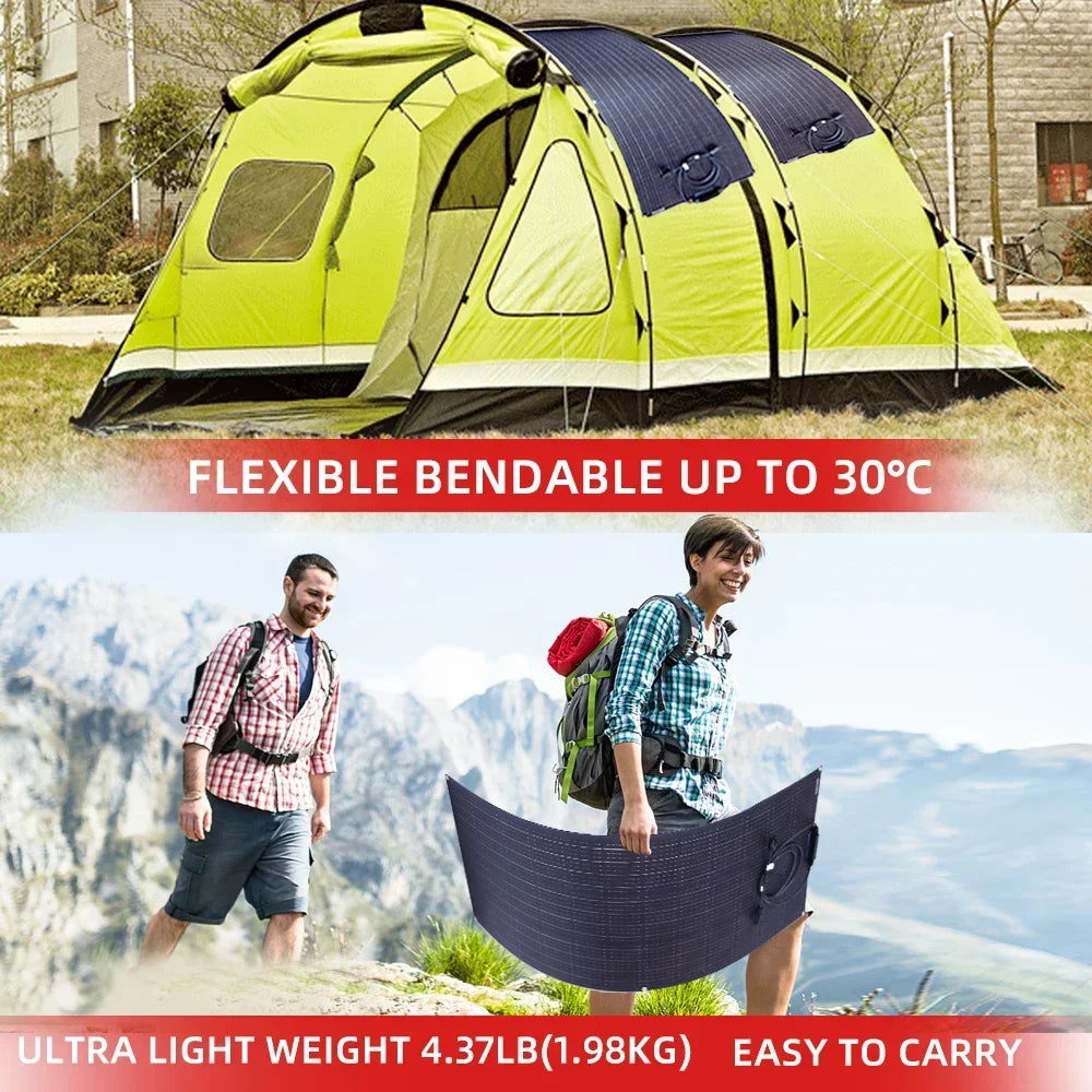 Semi-Flexibel ETFE Solpanel 500W–2000W – Lättviktig 18V/36V för Husbil Båt Camping Tak, 1–4 Paneler