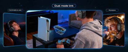 NUBWO HG04 Trådlöst Gaming Headset – Dubbel 2.4GHz & Bluetooth 5.3 80h Batteritid 3 EQ-lägen Riktad Mikrofon PS5 PC Xbox Switch