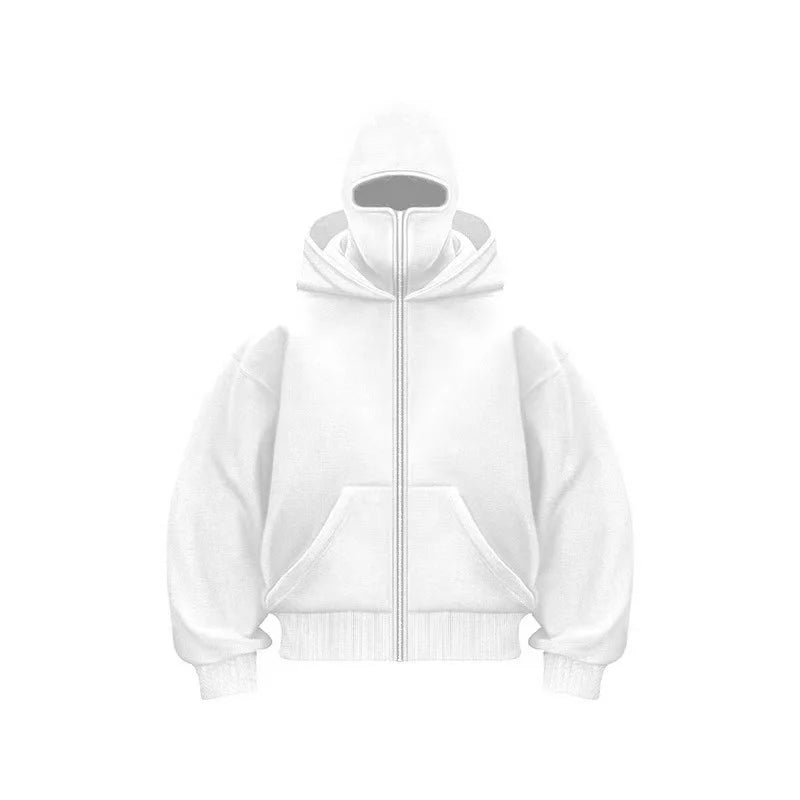 Hoodie Dubbelhuva & Ninja-mask Eget Tryck – Dragkedja | Reklamkläder & Profilprodukter