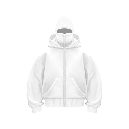 Hoodie Dubbelhuva & Ninja-mask Eget Tryck – Dragkedja | Reklamkläder & Profilprodukter