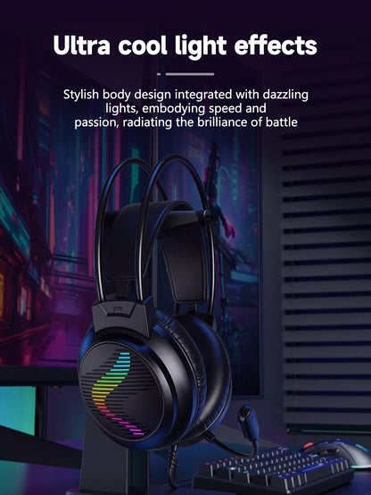AKKHOO Gaming Headset 3,5mm RGB – 360° Roterbar Mikrofon Minnesskum CE/RoHS Internetcafé Gaming Svart Vit