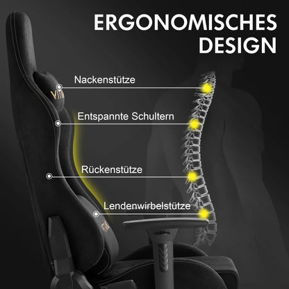 Vittanly Gaming Chair Breathable Office Chair Made of High-Quality Fabric New Adjustable and Rotating Desk Chair with Footrest