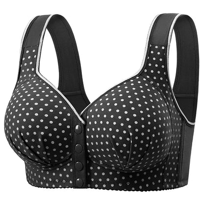Women's One-piece Bra Fixed Cup Front Buckle Underwear Middle-aged Elderly Women Large-sized Bra Without Steel Rings Vest Bra