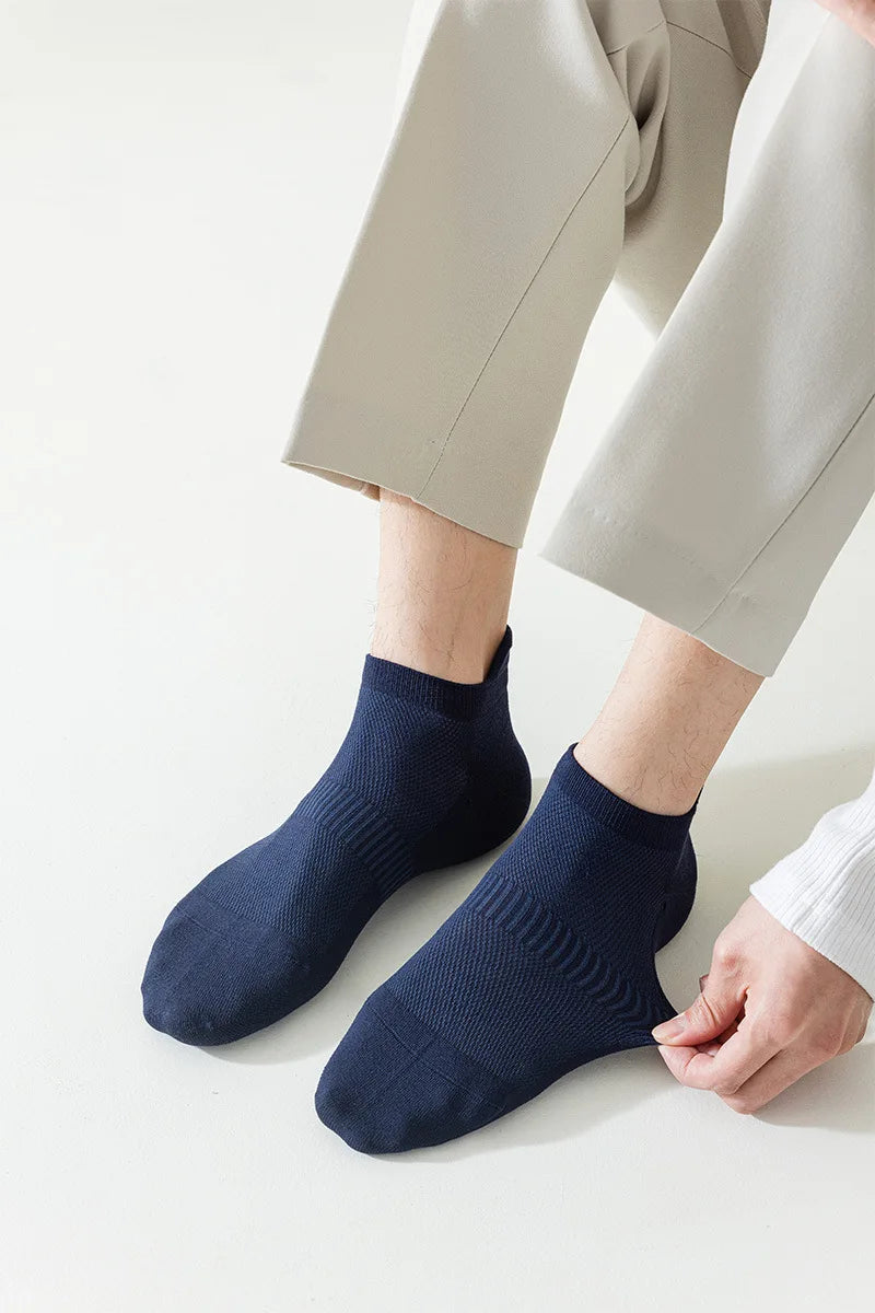 High Quality 5Pairs/Lot Men's Bamboo Fiber Socks Hand Link Short Mesh Breathable Ankle Socks Summer Male Socks