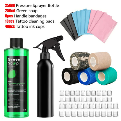 Tattoo Green Soap Kit - 250ML Green Soap with 250ML Aluminium Pressure Sprayer Bottle Tattoo Cleaning Tools  Tattoo Supplies