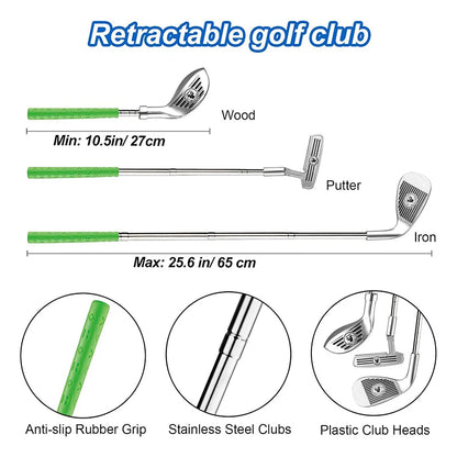 Children's Golf Club Toy Set For Kids Indoor Outdoor Sports Competition Interactive Retractable Golf Club Set New Year Gifts