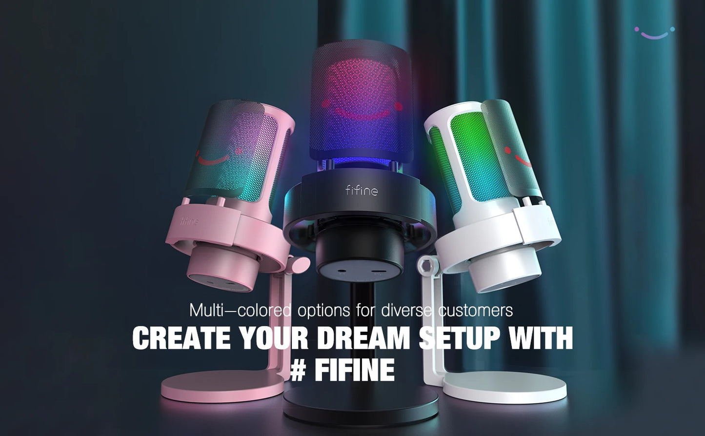 FIFINE USB Microphone for Recording and Streaming on PC and Mac,Headphone Output and Touch-Mute Button,Mic with 3 RGB Modes -A8
