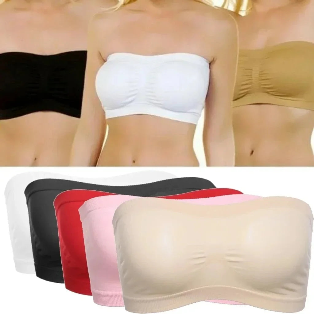 Mesh Breathable Tube Top Seamless Underwear Strapless Stretch Breathable Solid Pattern Hollow Back Bras Casual Summer Intimates