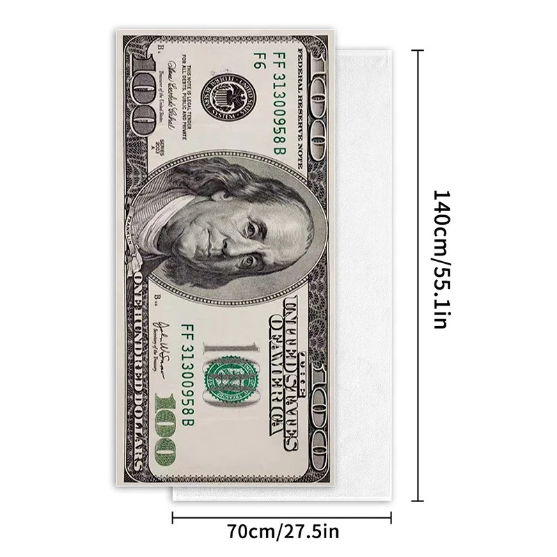 70x140cm European and American Dollar Beach Towels, Digital Printed Large Towels, Bath Towels, Ultra-Fine Fiber Absorbent Towels