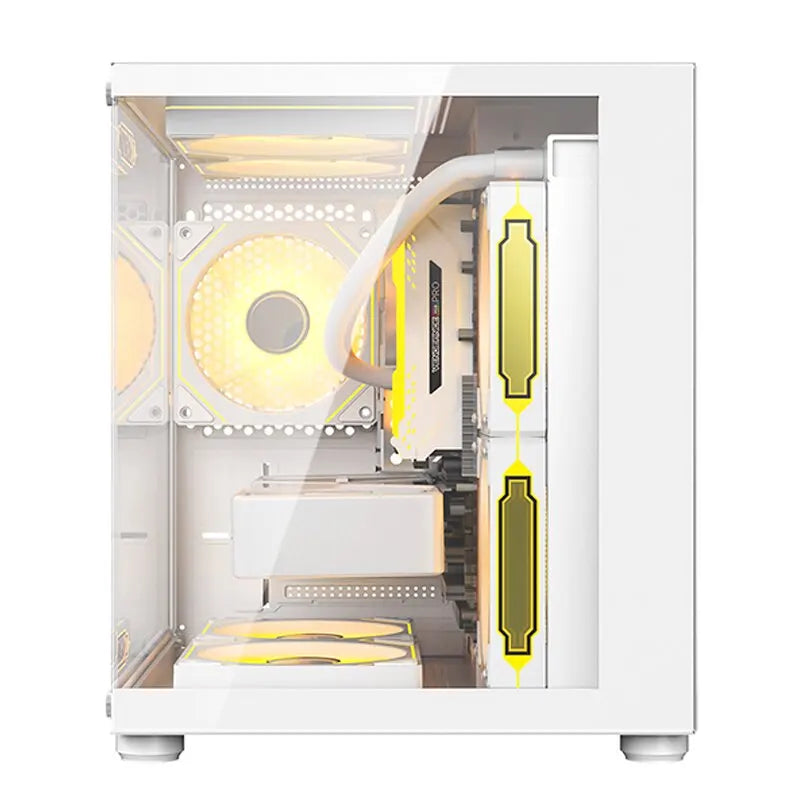 S920 Mini Ocean‑Style White M‑ATX PC Chassis Side‑Transparent Panel DIY Desktop Gaming Computer Case