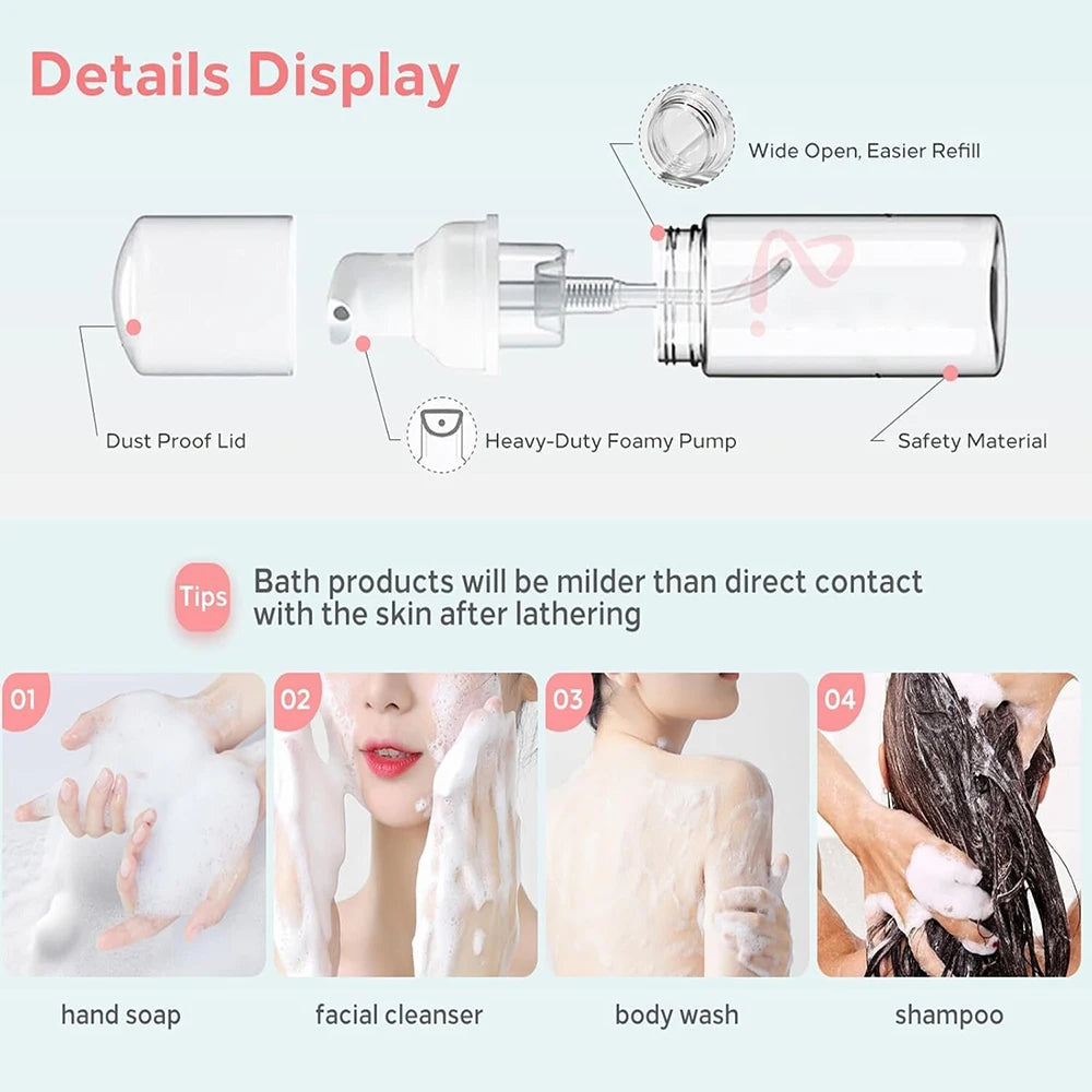 50-200ML Tattoo Foam Pump Bottle Plastic Foaming Dispenser Refillable Green Soap Foam Bottle Portable Lash Shampoo Dispenser