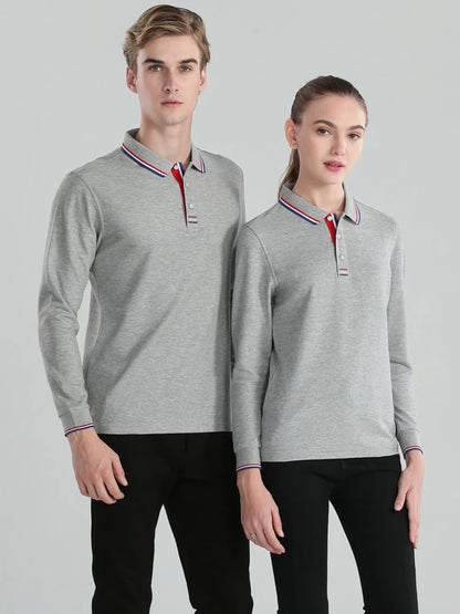 Långärmad Polo-shirt med Eget Tryck eller Logotyp – Unisex S–4XL (Asian)