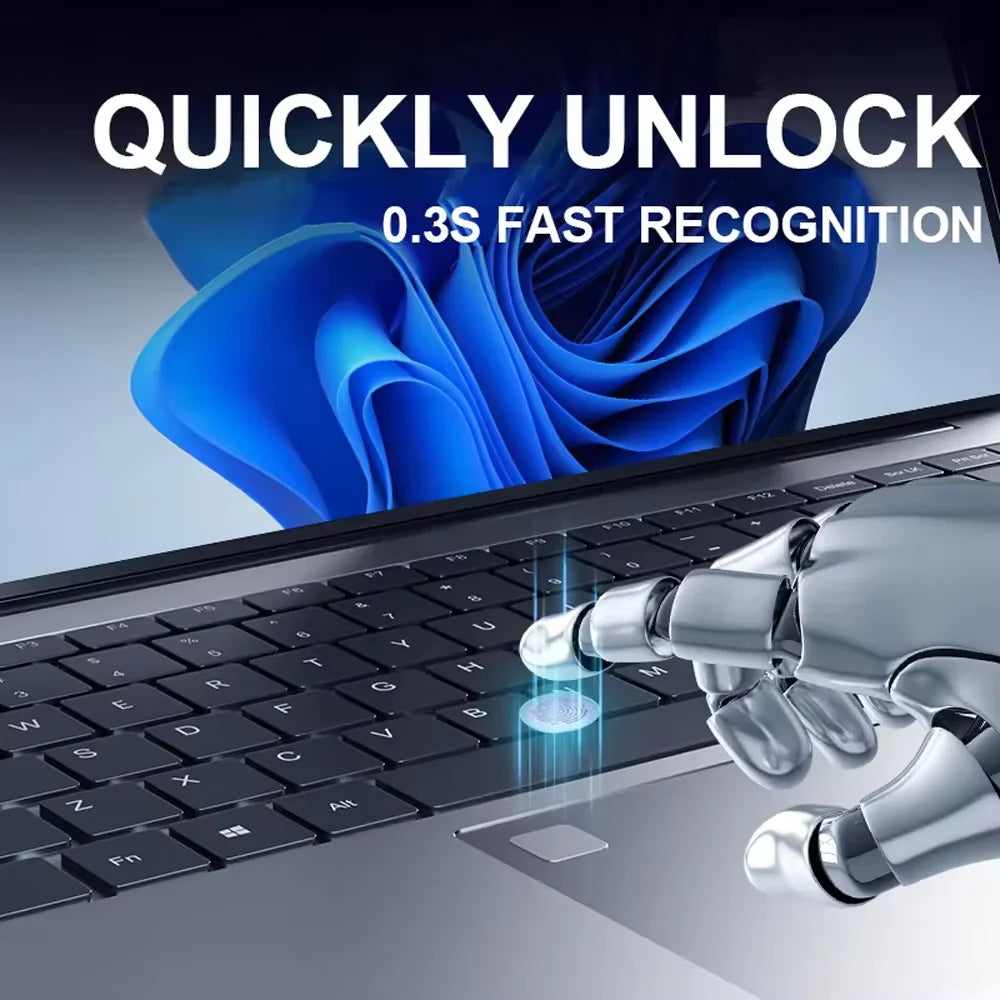 Ultratunn Laptop 15,6" Intel N95 16/32GB DDR4 Upp till 2TB SSD – Windows 11 Fingeravtryck Bakbelyst Numeriskt Tangentbord FHD