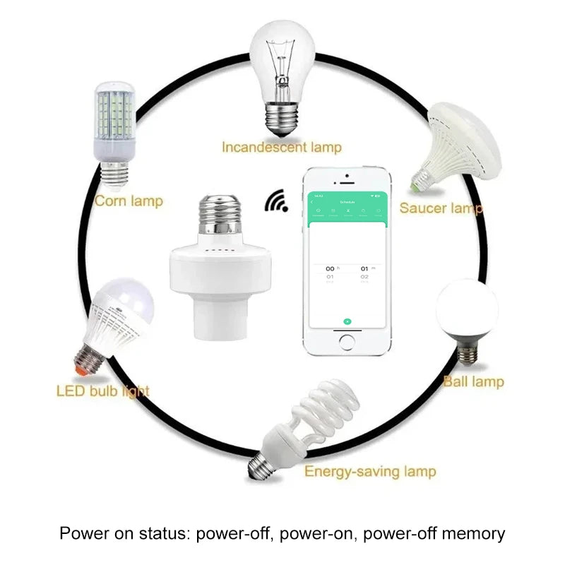 Tuya Smart E27 Lampadapter – WiFi, App-styrning, Timer, Alexa & Google Home, 110–220V
