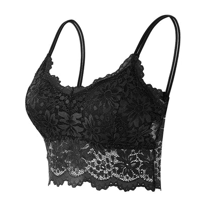 Sexy Strapless Floral Lace Bra For Women Plus Size Comfort Wireless Bras Padded Top Bra For Women High Elastic No Steel Ring Bra