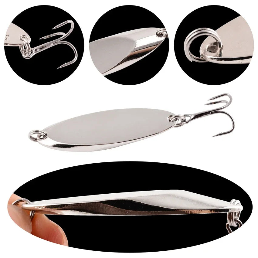 12pcs Metal Spinner Spoon Lures Trout Fishing Lure Hard Bait Sequins Paillette Artificial Baits Spinnerbait Fish Tools 1.5g-56g