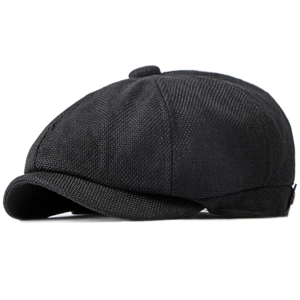 HT4668 Beret Cap Spring Summer Sun Hat Men Women Retro Artist Painter Linen Beret Hat Male Female Octagonal Flat Cap Mens Berets