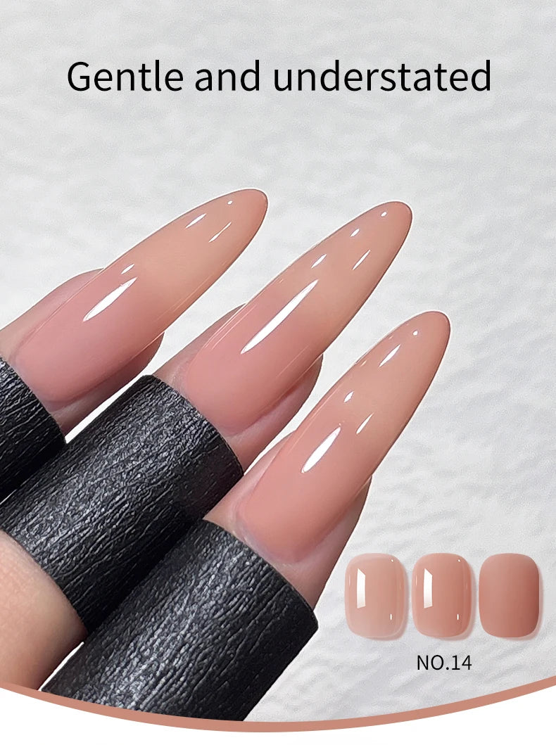 1/6Pcs 15ml Jelly Ice Nude Peelable Polish, UV/LED - Set, Formaldehyde - Free. Oval, Glossy. Good for Salon & DIY