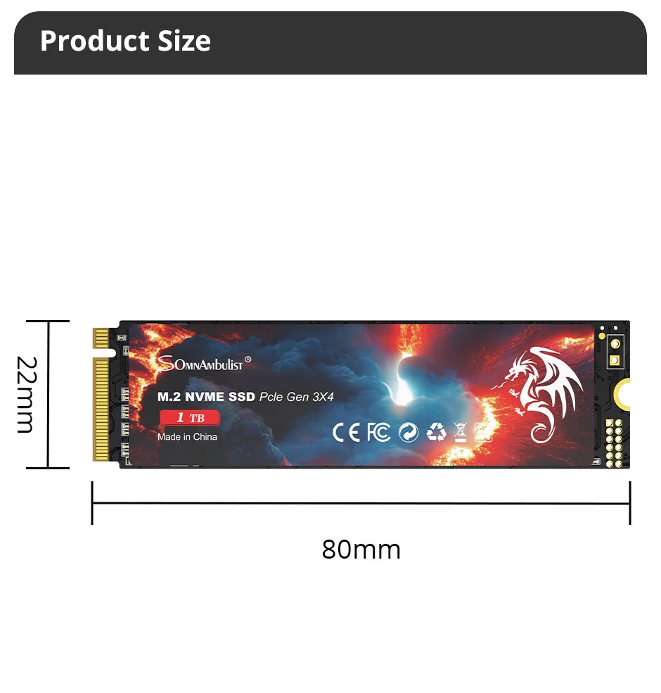 SomnAmbulist SSD M2 NVME 128GB 256GB 512GB 1TB SSD M.2 2280 PCIe 3.0 Internal Solid State Drive For Laptop Desktop Game Console