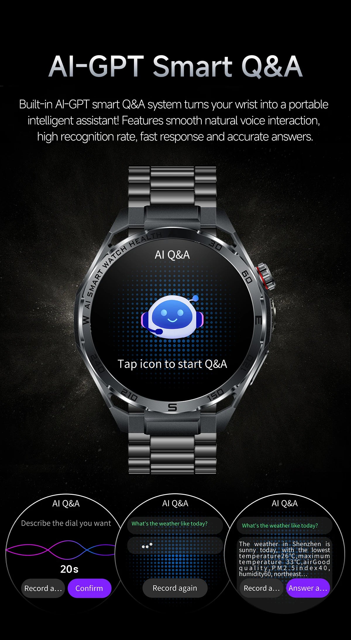 2026 New AI Health Care Accurate Detection ECG Smart Watch Blood Pressure lipids Uric Acid Analysis Bluetooth Call Smart Watches