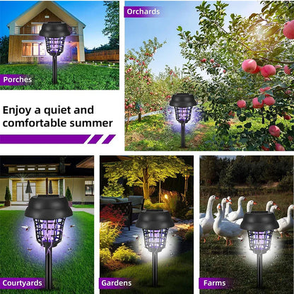 Solar and Electric Shock Mosquito Repellent Lamp Waterproof Bug Zapper 2Mode LED Light for Outdoor Garden Lawn Camping Villa Use