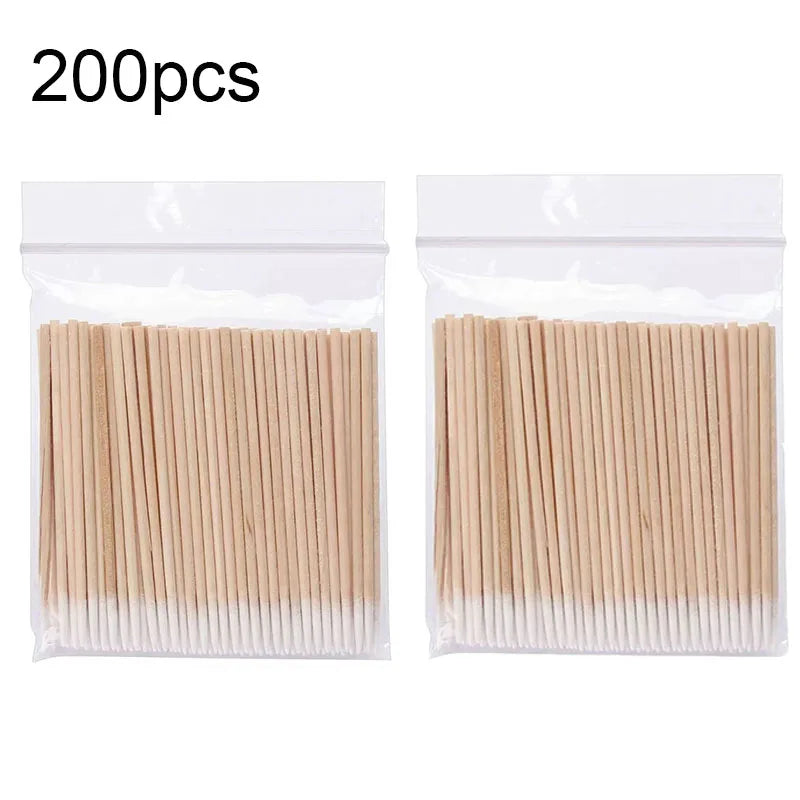 100/300/500Pcs Nails Wood Swab Cleaning Sticks Wooden Cotton Head Bud Tip Manicure Detail Corrector Nail Polish Remover QJB01