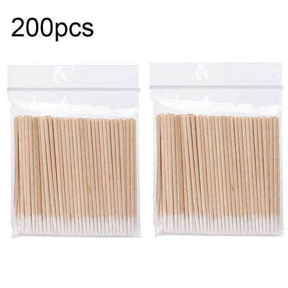 100/300/500Pcs Nails Wood Swab Cleaning Sticks Wooden Cotton Head Bud Tip Manicure Detail Corrector Nail Polish Remover QJB01