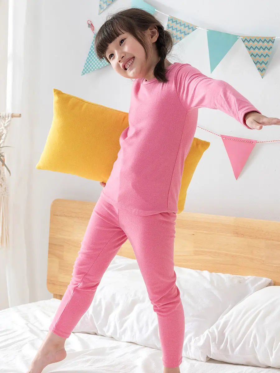 For German velvet warm children's self-heating fiber underwear set boys warm autumn clothes autumn and winter pants girls warm