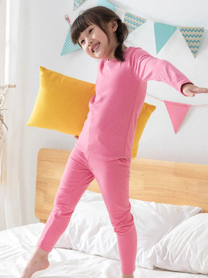 For German velvet warm children's self-heating fiber underwear set boys warm autumn clothes autumn and winter pants girls warm