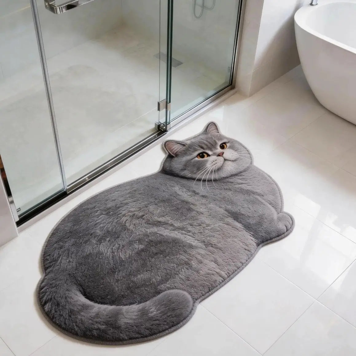3D Cute Cat Shaped Diatomite Bath Mat Super Absorbent Non-slip Quick Dry Bathroom Doormat for Cat Lover Home Decor Gift