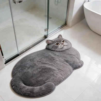 3D Cute Cat Shaped Diatomite Bath Mat Super Absorbent Non-slip Quick Dry Bathroom Doormat for Cat Lover Home Decor Gift
