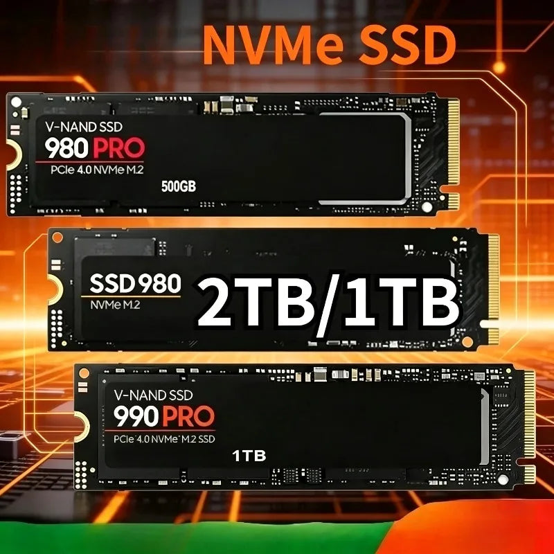 M.2 NVMe SSD 980Pro 990Pro – PCIe 4.0 7400MB/s 1TB 2TB 4TB Laptop & PC USB Type-C Snabb Lagring 2026