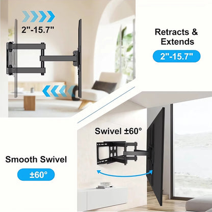 32‑75 Inch TV Wall Mount with Dual Articulating Arm, Tilt +5°/-15° Swivel ±90° Extension 2-15.7", Fits LED LCD OLED Flat Curved Screens, Max 80kg, Wood Stud Concrete Brick Wall, VESA 200x200 to 600x400mm, Easy Installat