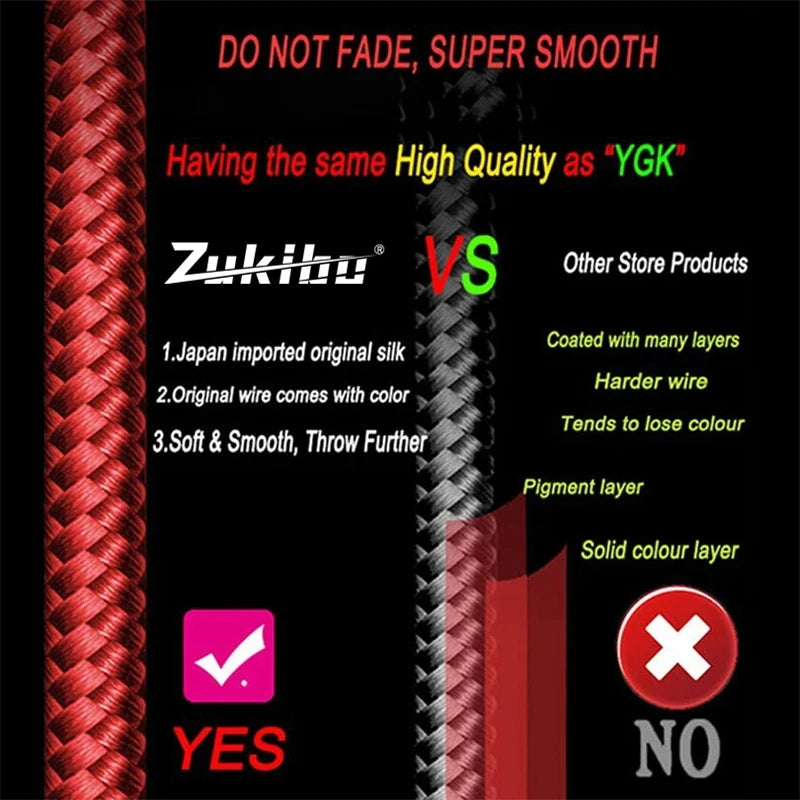 ZUKIBO Firebird Never Faded 8 Strands Braided Fishing Line Japanese High Quality 8x Multifilament PE Wire Power Saltwater Line