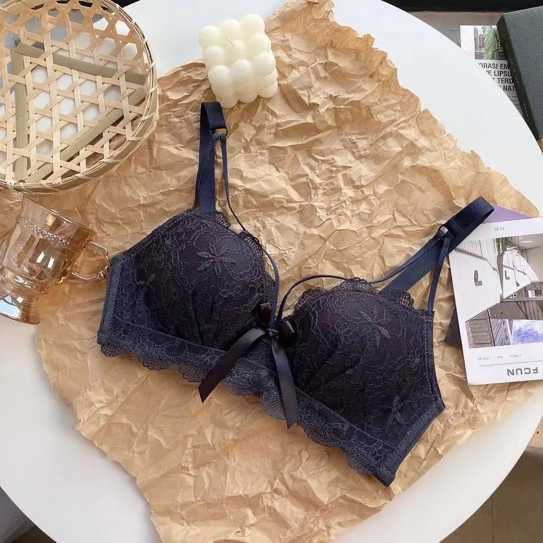 Lace Floral Embroidery Sexy Bra Comfortable Adjustable Women Underwear 3/4 Cup Wireless Girl Brassiere Bralette