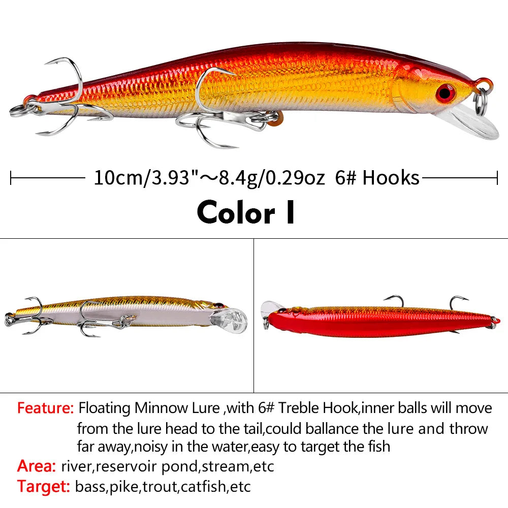 Floating Fishing Lure 8.4G 10CM Urgent Fishing Minnow Crank Lure Swinger Fishing Lure Set Processing Artificial Lure Kit