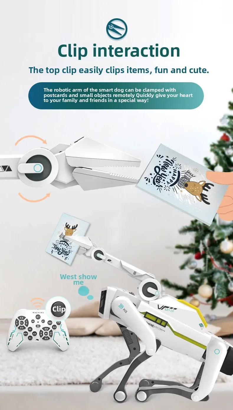 Teeggi Electric RC Intelligent Robot Dog Multifunction RC Mechanical Dog with turret Educational Toy Bionic Smart Robot Toy Gift