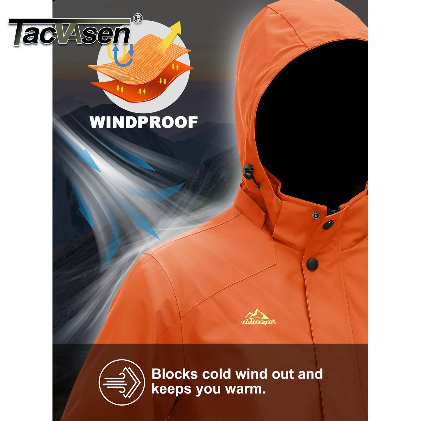 TACVASEN Spring Autumn Lightweight Jackets Mens Mesh Lined Waterproof Rain Jacket Outdoor Fishing Hiking Jacket Male Windbreaker