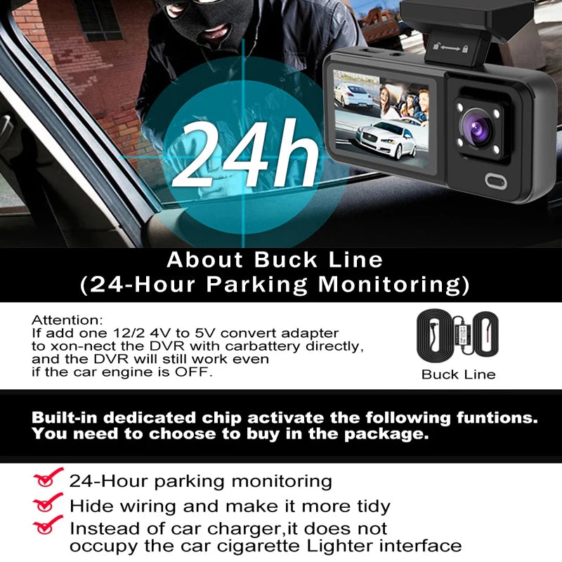 WIFI 3 Camera Dash Cam Cabin Car Dvr 1080P Interior Vehicle Three Way Channel Dvrs Recorder Video Registrator Dashcam Camcorder