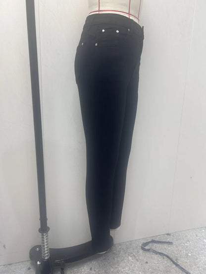 Women Pencil Pants Jeans Skinny Trousers High Waist Stretch Pockets Vintage Washed Female Streetwear Slim Full Length Denims