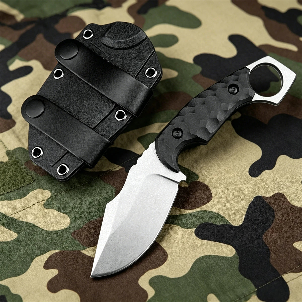 Multi-Purpose Fixed-Blade Knife, 5Cr13MoV Steel Nylon Fiber Handle with Sheath – Great for Jungle Survival and Outdoor Camping