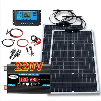 6000W Solar Panel Inverter Kit Solar Controller Waterpfoof Camping Solar Power 110V-220V Generation Intelligent Charging Board
