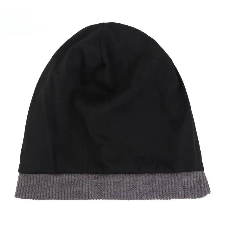 Autumn and winter fine yarn knitted double-layer thick warm bonnet skullies beanies