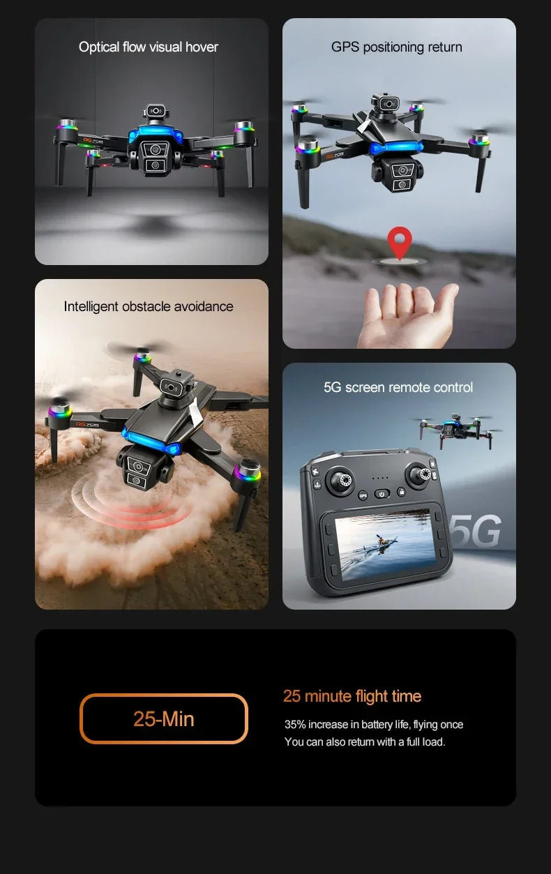 RG706 MAX GPS Drone 8K Professional Dual HD Camera 5G WIFI FPV 360° Obstacle Avoidance Brushless Large Screen Rc Quadcopter Dron