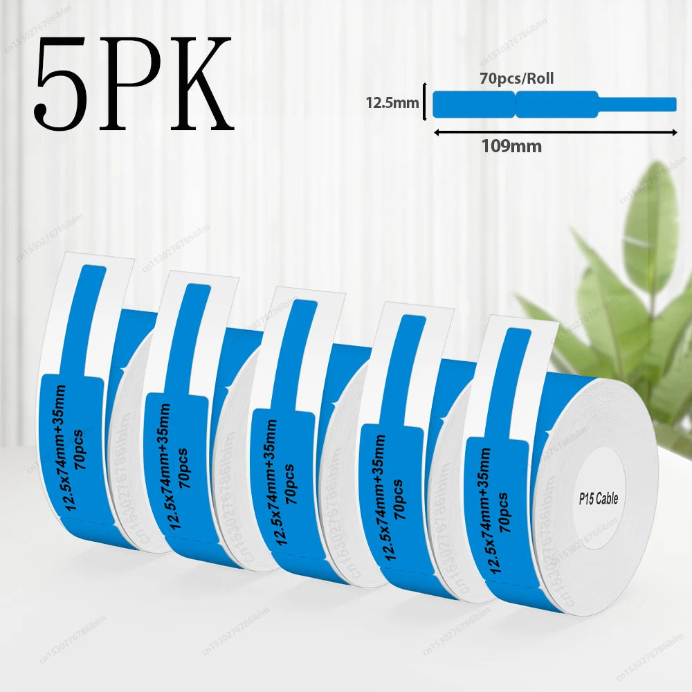 Termiska Etikettrullar P15 – Kompatibla med Marklife P15 P12 Phomemo D30 DELI Q2 – Vit Rosa Gul Blå Transparent Kabel 3/5/10-pack 2026