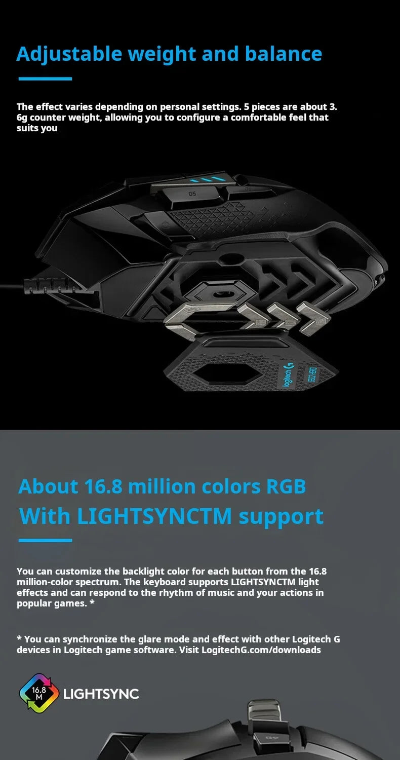 Logitech G502 HERO Cable Game Mouse E-Sports Eating Chicken Mechanical Mouse RGB Light Can Be Balanced To Eat Chicken Macro Prog